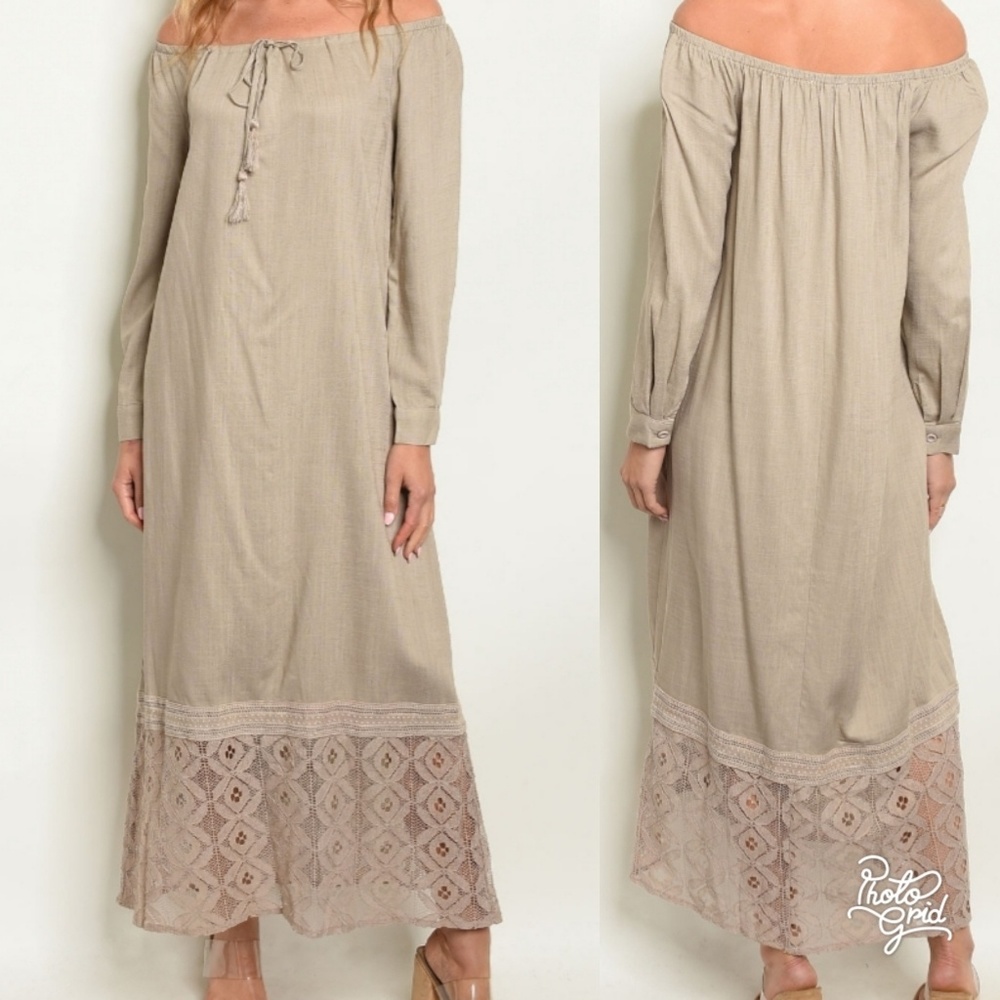 Taupe Off the shoulder dress